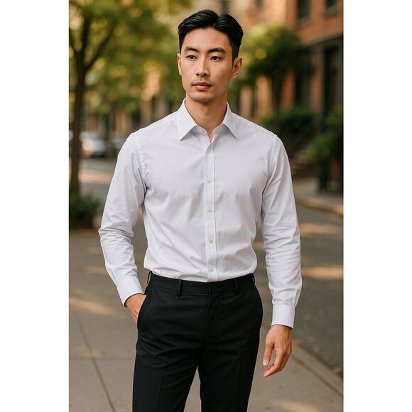 NWT Alain Dupetit Dress Shirt in White with Point Collar - Picture 1 of 4